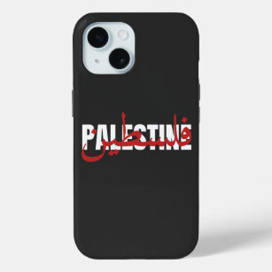 Coque Pour iPhone 15 Palestine Word arabe et anglais Wordart- texte