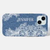 Coque Pour iPhone 15 Personnalisé Blue Jean Denim iPhone / coque ipad (Verso (horizontal))