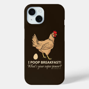 Coque Pour iPhone 15 Poulet Poops Petit-déjeuner Drôle Design