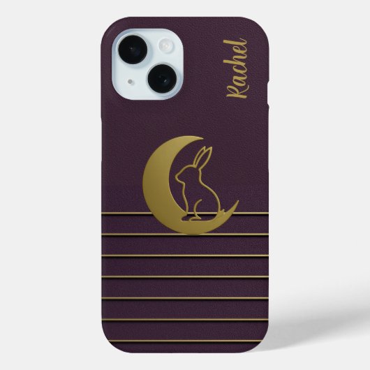Coque Pour iPhone 15 Purple Moon Bunny Design iPhone / coque ipad (Verso)