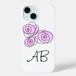 Coque Pour iPhone 15 Rose Bouquet Lilac Monogramme coque iphone
