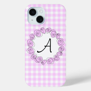 Coque Pour iPhone 15 Rose Lilac Check Monogram coque iphone