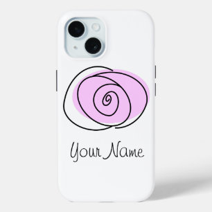 Coque Pour iPhone 15 Rose Lilac 'Nom' coque iphone