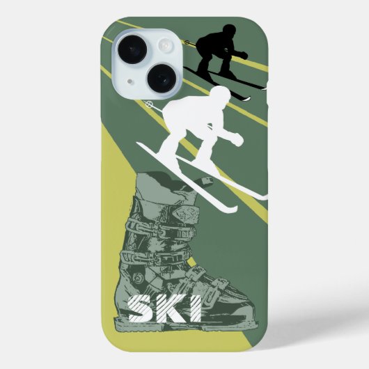 Coque Pour iPhone 15 Ski Boot Army coque iphone vert (Verso)