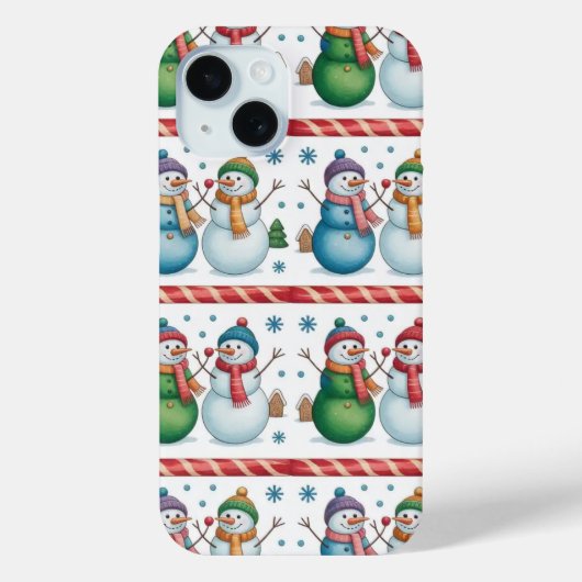 Coque Pour iPhone 15 Snowman Snowflake Noël iPhone / coque ipad (Verso)