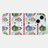 Coque Pour iPhone 15 Snowman Snowflake Noël iPhone / coque ipad (Verso (horizontal))