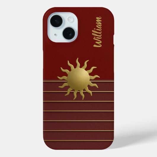 Coque Pour iPhone 15 Soleil doré radiant sur iPhone rouge / coque ipad (Verso)