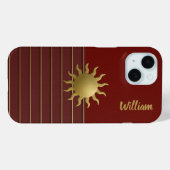 Coque Pour iPhone 15 Soleil doré radiant sur iPhone rouge / coque ipad (Verso (horizontal))