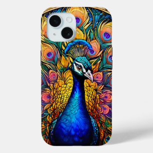 Coque Pour iPhone 15 Style Verre Trait Peacock Coque iphone dur