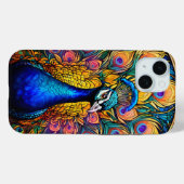 Coque Pour iPhone 15 Style Verre Trait Peacock Coque iphone dur (Verso (horizontal))