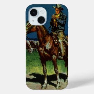 Coque Pour iPhone 15 Vintage Cowboy, éleveur de bétail sur la ferme