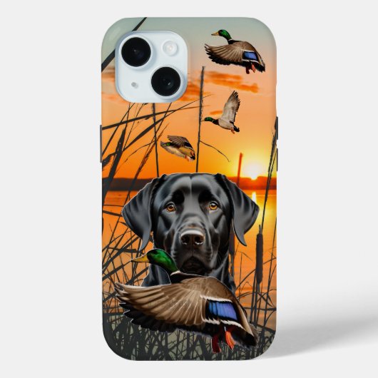 Coque Pour iPhone 15 Vol Mallard et Labrador iPhone Tough Coque (Verso)
