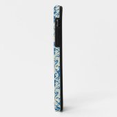Coque pour iPhone 5 en damas bleu blanc (Dos/Gauche)