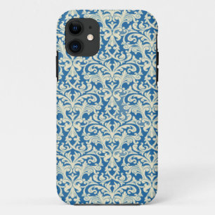 Coque pour iPhone 5 en damas bleu blanc