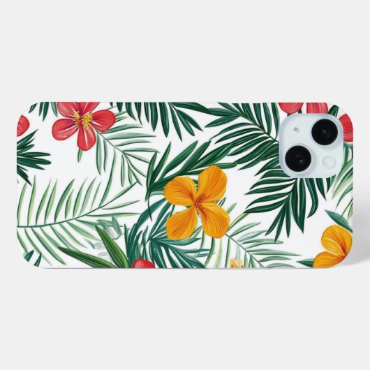 Coque pour IPhone avec feuilles tropicaux (Verso (horizontal))