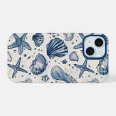 Coque pour iPhone Coquillage Océan Bleu Nautique E (Verso Horizontal)