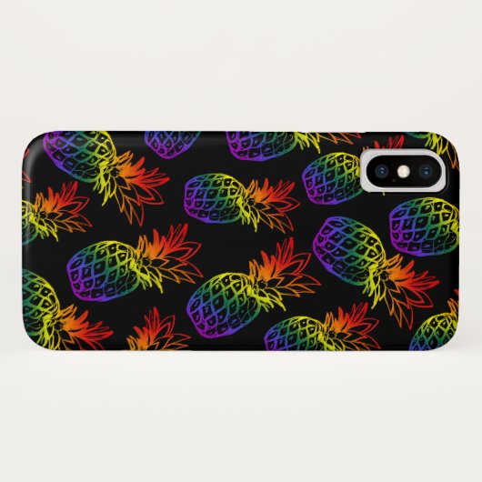 Coque pour iPhone/iPad avec ananas arc en ciel. (Dos (Horizontal))