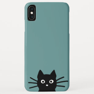 Coque Pour iPhone XS Max Curieux Peeking Chat Kitty Noir   Drôle visage de 
