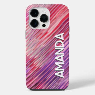 Coque Pour Pour iPhone 14 Pro Max Abstrait vibrant flux de peinture rouge violet ros