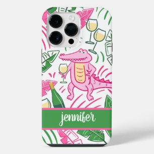 Coque Pour Pour iPhone 14 Pro Max Alligator Wine Pink Green Preppy Personalized