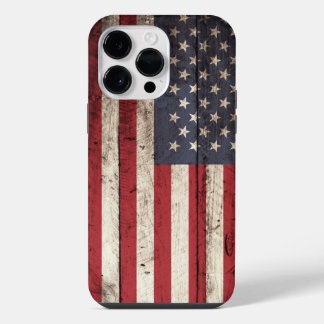 Coque Pour Pour iPhone 14 Pro Max American Flag on old Wood Grain