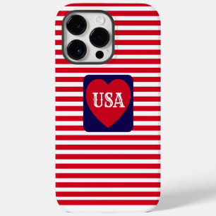Coque Pour Pour iPhone 14 Pro Max Amour des États-Unis Patriotique Rouge Blanc Bleu