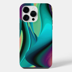 Coque Pour Pour iPhone 14 Pro Max Art Abstrait Futuriste 3D Métallique Arc-en-Ciel