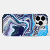Coque Pour Pour iPhone 14 Pro Max Art fluide Blue Marble (Verso Horizontal)