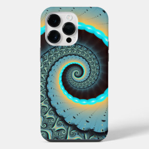 Coque Pour Pour iPhone 14 Pro Max Art fractal spirale abstrait bleu turquoise orange