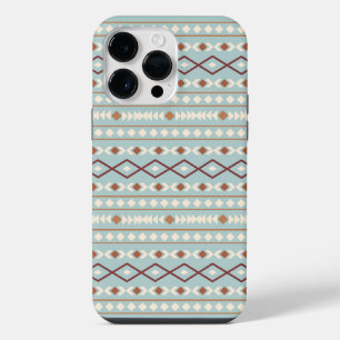 Coque Pour Pour iPhone 14 Pro Max Aztec Formes Motif Rusts Crème Turquoise-Bleu