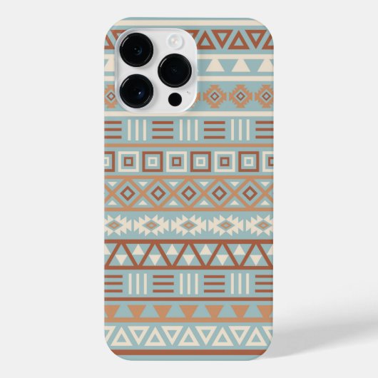 Coque Pour Pour iPhone 14 Pro Max Aztec Influence Motif Crème Bleue Terracottas (Verso)
