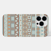 Coque Pour Pour iPhone 14 Pro Max Aztec Influence Motif Crème Bleue Terracottas (Verso Horizontal)