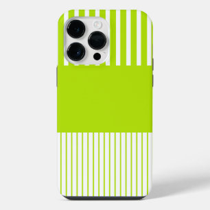Coque Pour Pour iPhone 14 Pro Max Bandes de couleur Pop en Lime Vert et Blanc