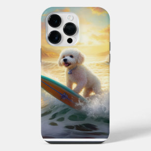 Coque Pour Pour iPhone 14 Pro Max Bichon Frise Beach Plage Surf Peinture