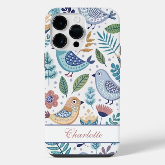 Coque Pour Pour iPhone 14 Pro Max Bird Botanical Perzonalized (Verso)