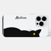Coque Pour Pour iPhone 14 Pro Max BLACK CAT Golden Eyes Personnalisable (Verso Horizontal)