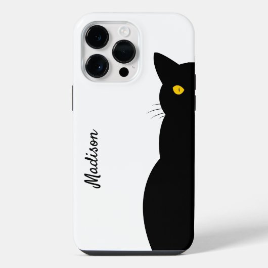 Coque Pour Pour iPhone 14 Pro Max BLACK CAT Golden Eyes Personnalisable (Verso)