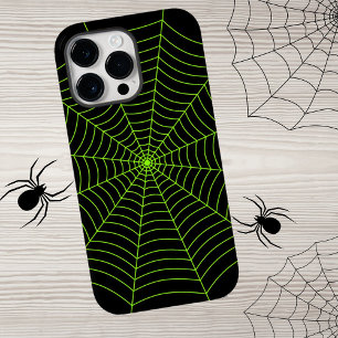 Coque Pour Pour iPhone 14 Pro Max Black neon vert toile d'araignée Halloween motif