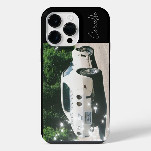Coque Pour Pour iPhone 14 Pro Max Blanc classique 1975 Corvette Stingray (Verso)