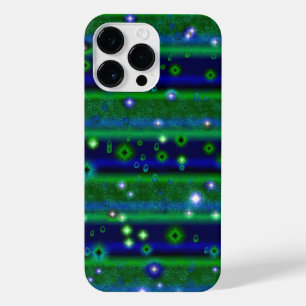 Coque Pour Pour iPhone 14 Pro Max Bleu vert rayures avec étoiles et Raindrops