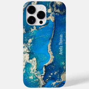 Coque Pour Pour iPhone 14 Pro Max Blue Gold iPhone 14 Pro Max Coque