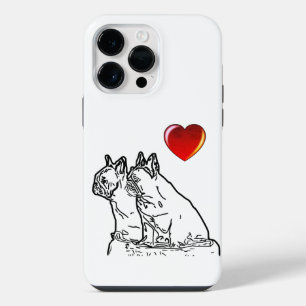 Coque Pour Pour iPhone 14 Pro Max Bouledogues français avec cœur French Bulldog