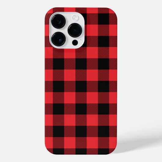 Coque Pour Pour iPhone 14 Pro Max Buffalo Plaid Red Black Check (Verso)