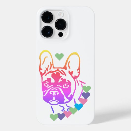 Coque Pour Pour iPhone 14 Pro Max Bulldog français avec collier de coeur (Verso)