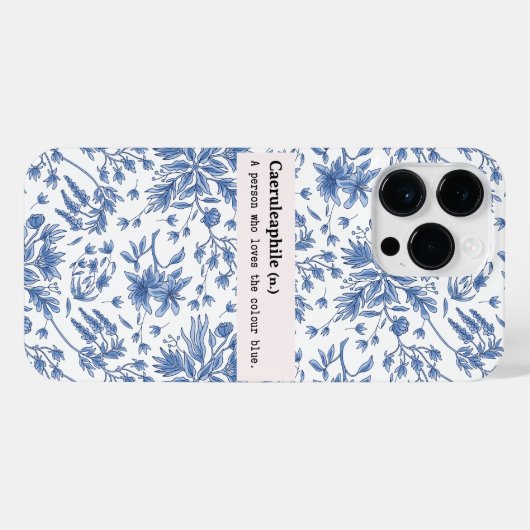 COQUE POUR POUR iPhone 14 PRO MAX CAERULEAPHILE BLEU FLEURS NATURE (Verso Horizontal)