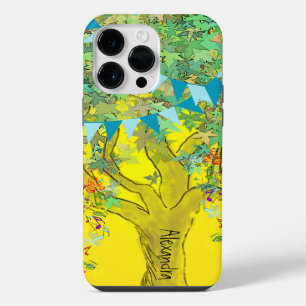 Coque Pour Pour iPhone 14 Pro Max Cage à oiseaux en arbre fantaisiste notes de musiq