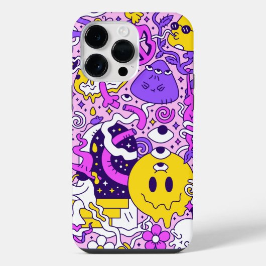 Coque Pour Pour iPhone 14 Pro Max Caricatures de Doodle (Verso)