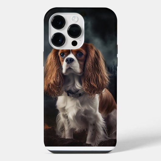 Coque Pour Pour iPhone 14 Pro Max Cavalier King Charles Spaniel Halloween Effrayant (Verso)