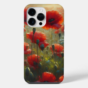 Coque Pour Pour iPhone 14 Pro Max Champ de coquelicots rouges jolis par une journée