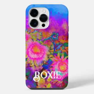 Coque Pour Pour iPhone 14 Pro Max Champs de tournesols roses floraux rétro abstraits